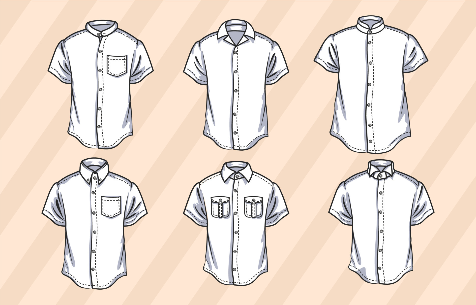 Types of Collars Short Sleeves 13489719 Vector Art at Vecteezy