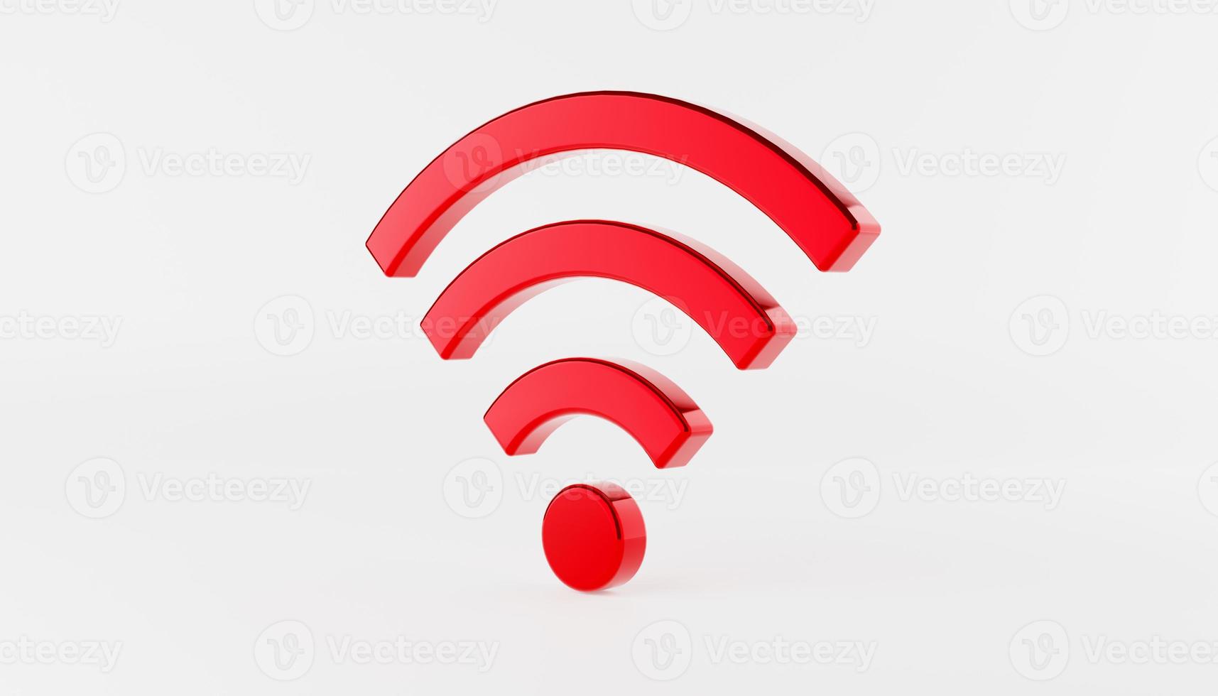 icono rojo de wi-fi 3d aislado en blanco. símbolo wifi. ilustración 3d foto