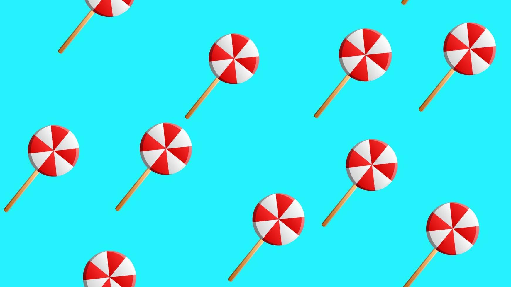 Christmas Candy Cane Round white and red sweet set. Seamless Pattern Decoration. Wrapping paper, textile template. Blue background vector