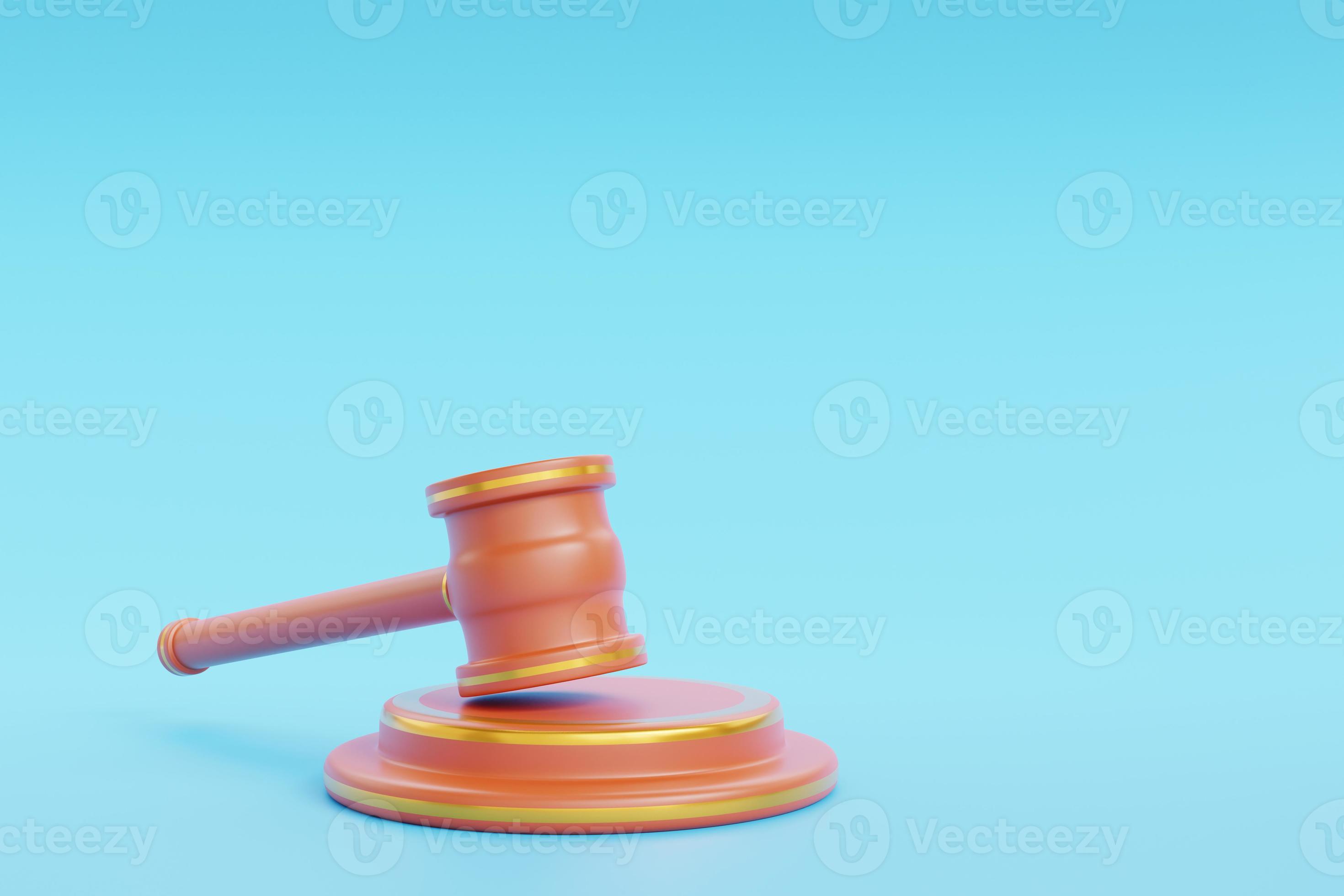3d illustration of a judge's hammer justice concept of law icon on