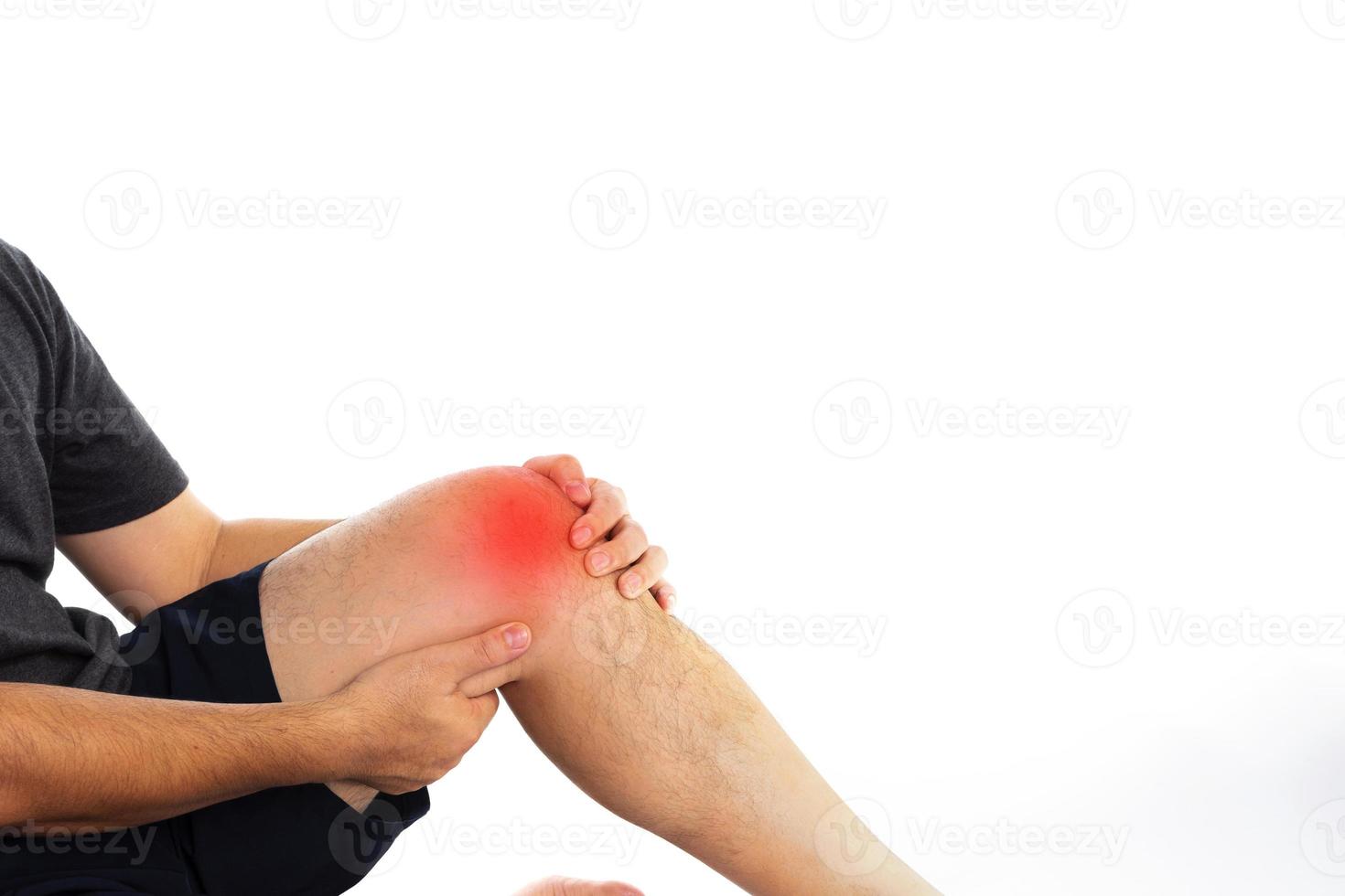 Older men or women or young adults suffer from joint pain, arthritis and tendon problems. myositis injury from exercise Pain from gout and uric acid isolated on a white background photo