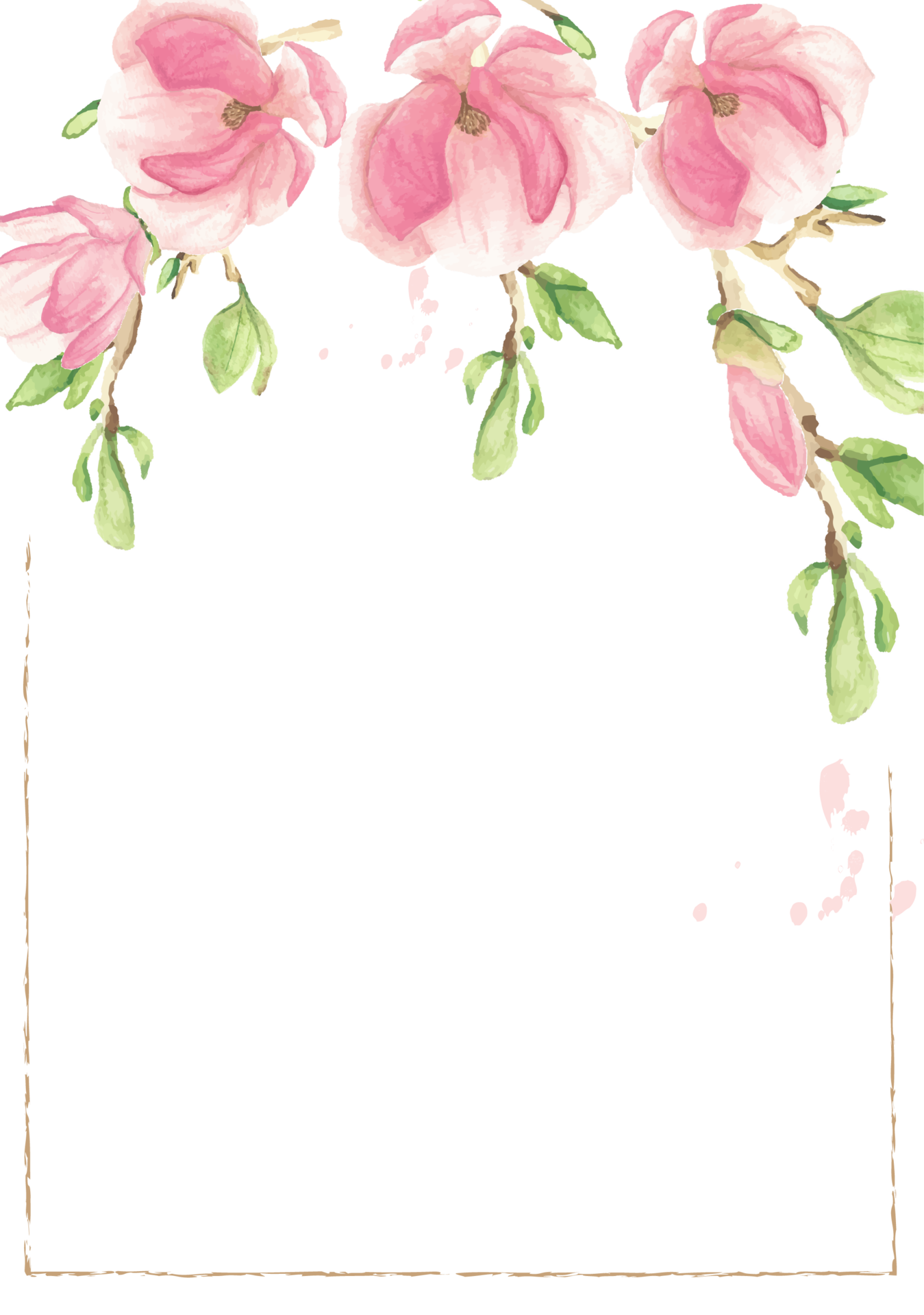blooming magnolia flower branch frame 13490172 PNG