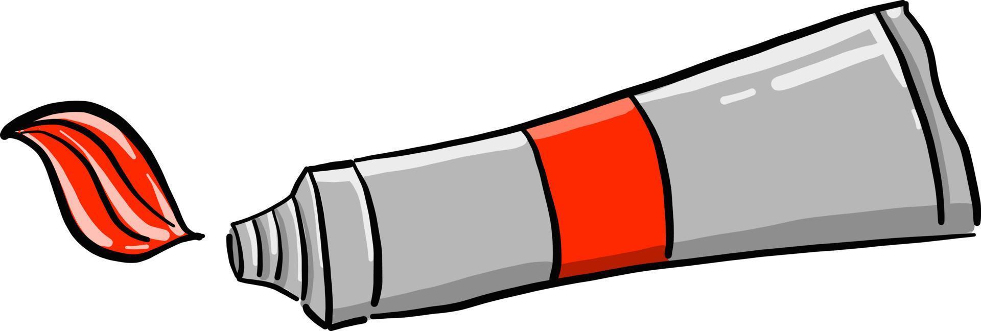 Red paint in tube, illustration, vector on white background