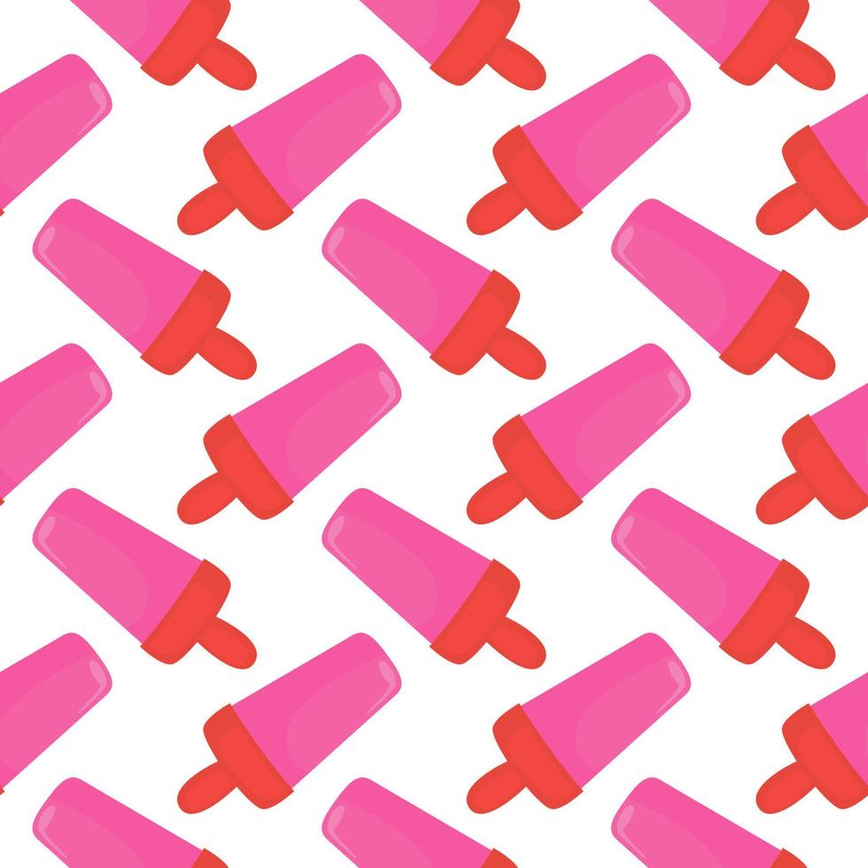 Frozen pink ice cream ,seamless pattern on white background. vector