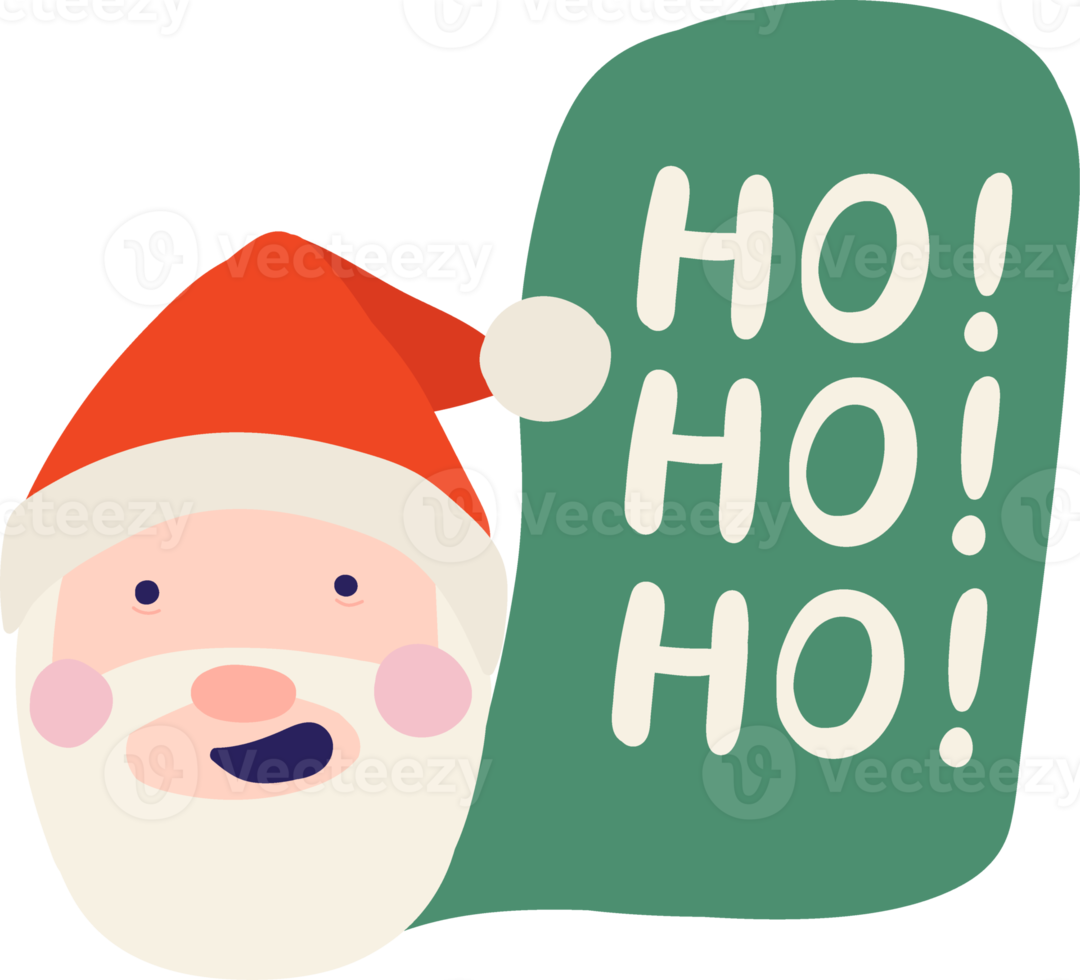 de kerstman glimlachen gezicht met rood hoed zeggen hohoho png