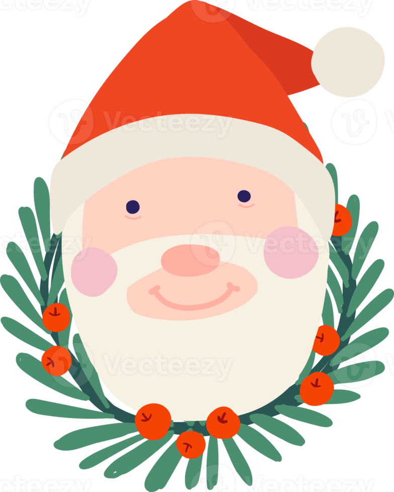 santa smiling face with red hat png