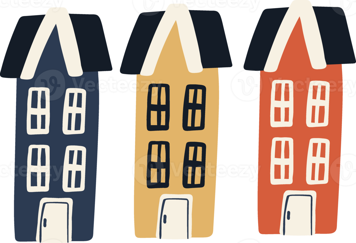 cute handraw buildings png