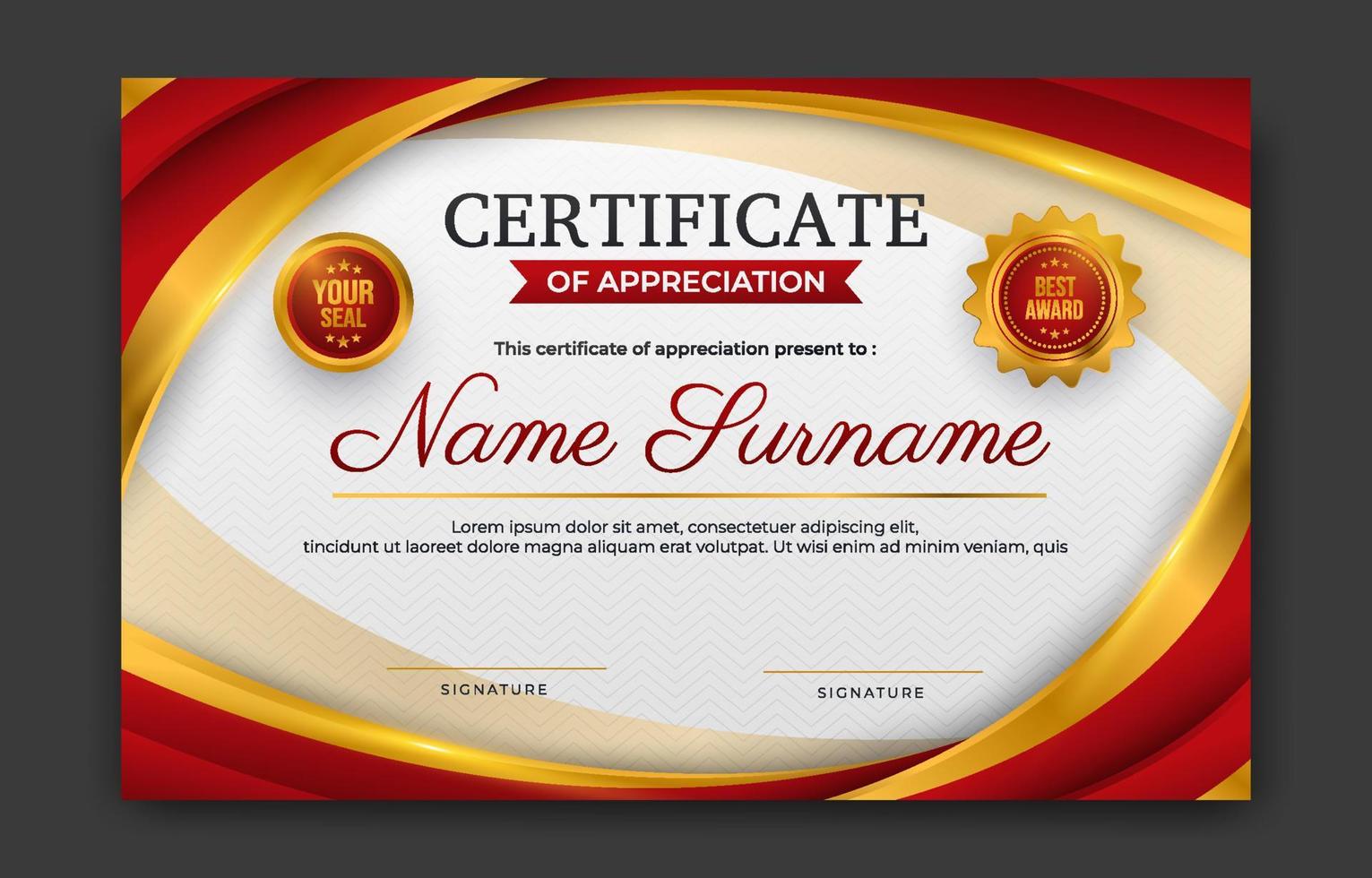 Certificate Professional Red Template vector