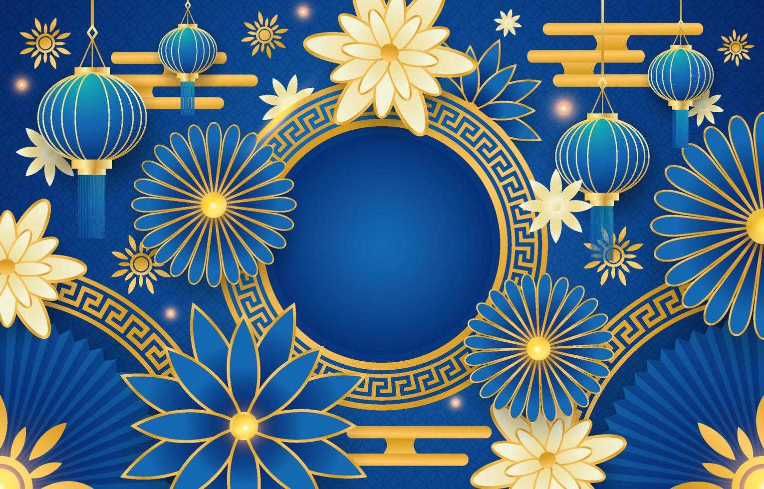 año nuevo chino fondo azul vector