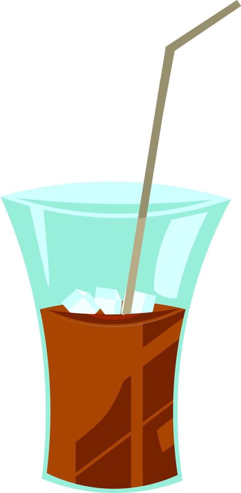 Ice coffee, illustration, vector on white background.