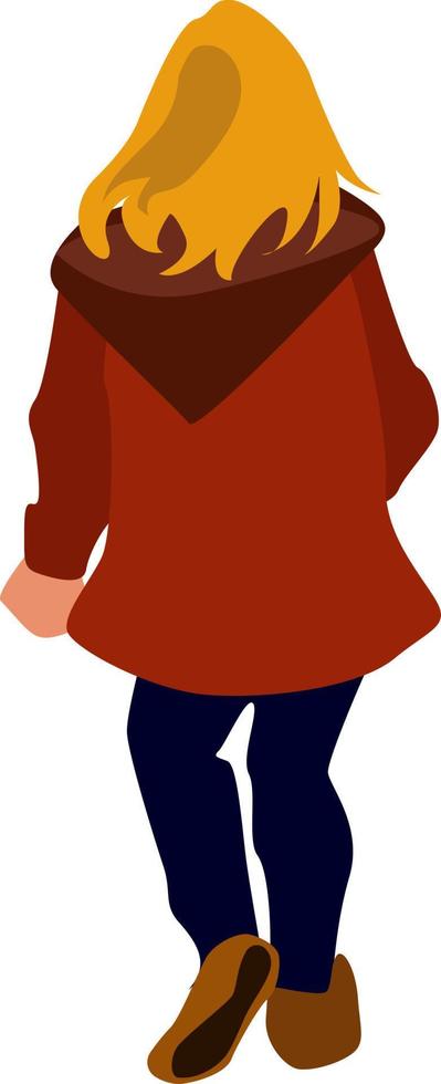 Girl in red jacket, illustration, vector on white background.