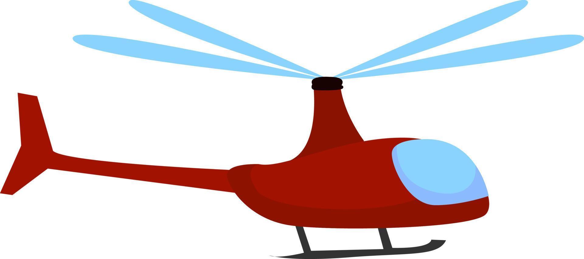 Red helicopter, illustration, vector on white background.