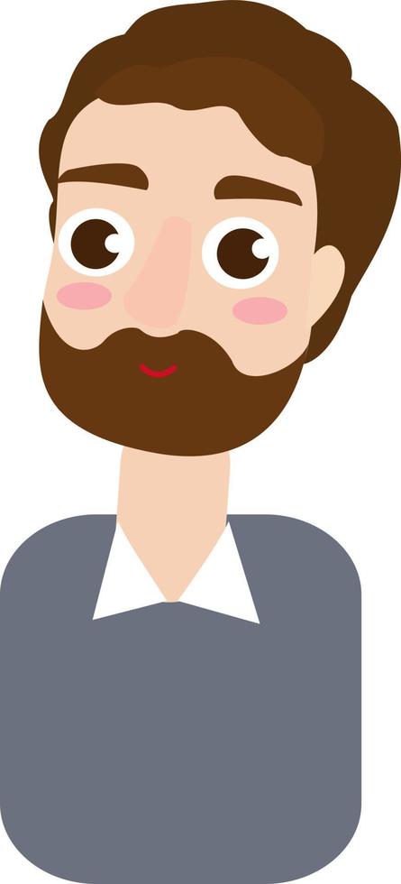 Man with beard, illustration, vector on white background.