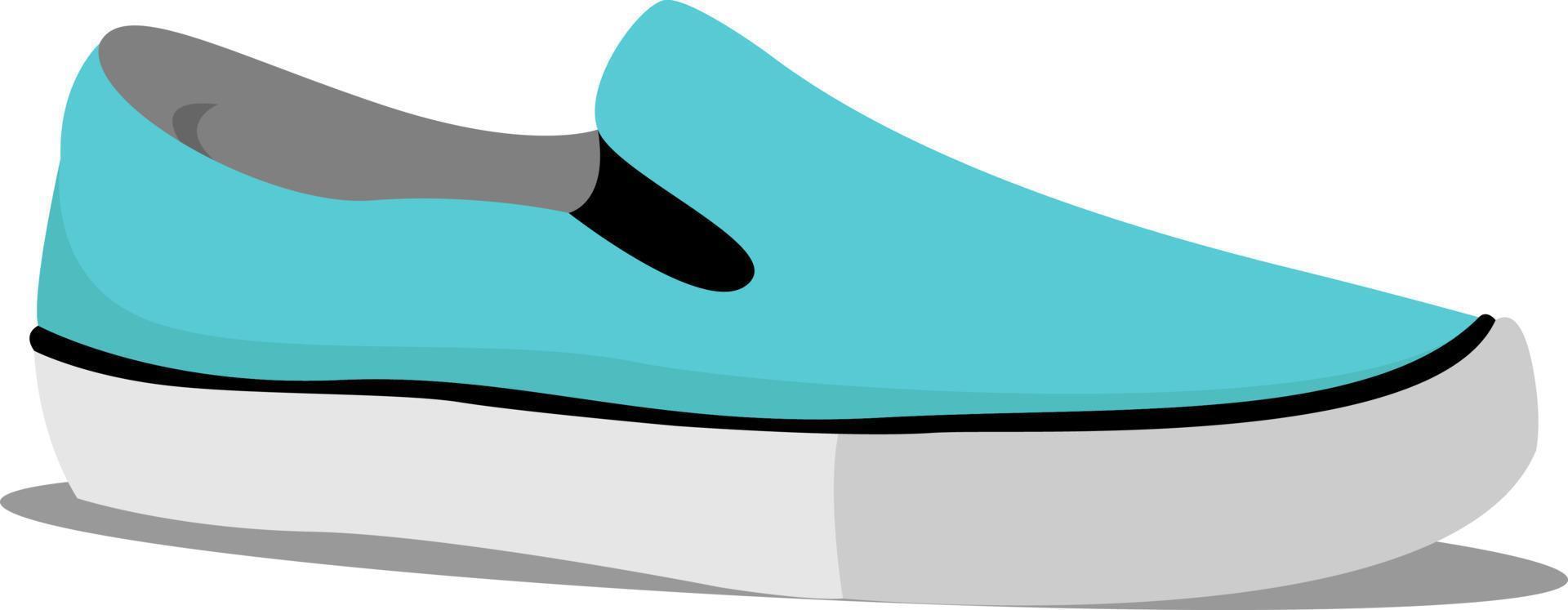 Zapatilla azul, ilustración, vector sobre fondo blanco.