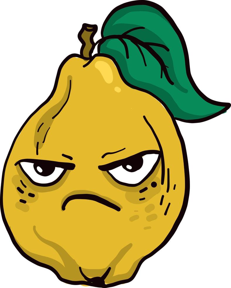 Angry lemon, illustration, vector on white background