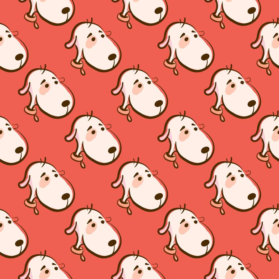 Dog pattern, seamless pattern on red background. vector