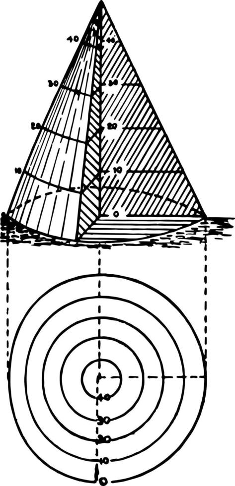 Contours of a cone vintage illustration. vector