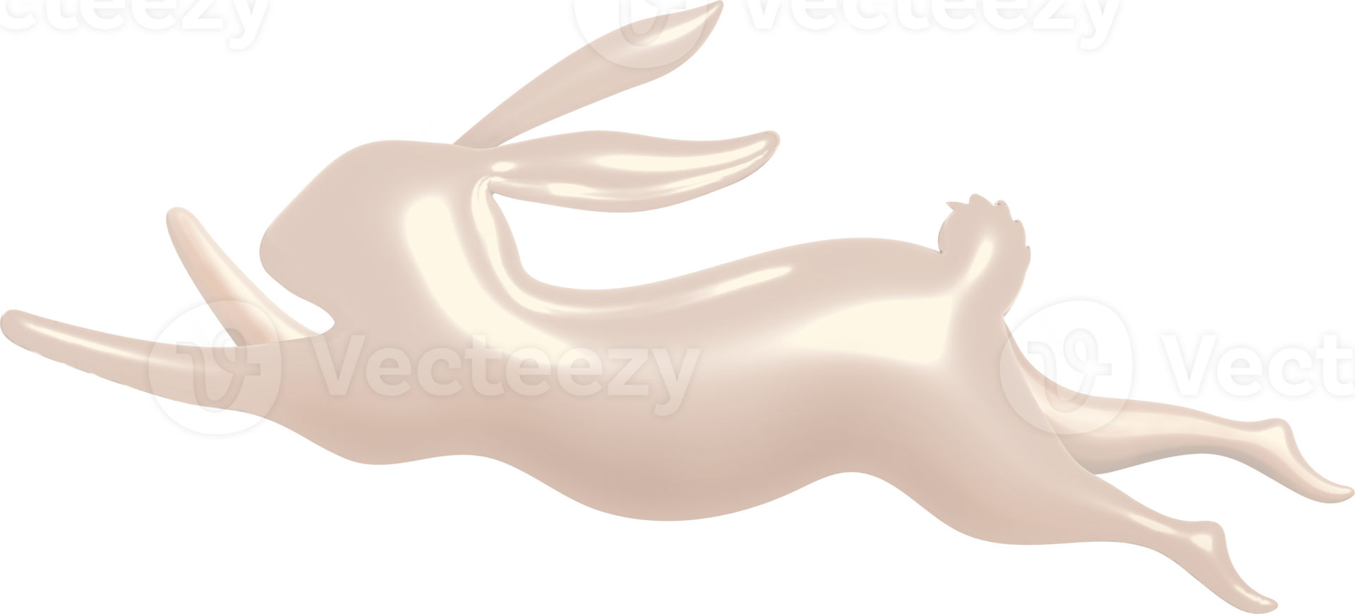 3D rabbit in luxury rose gold png