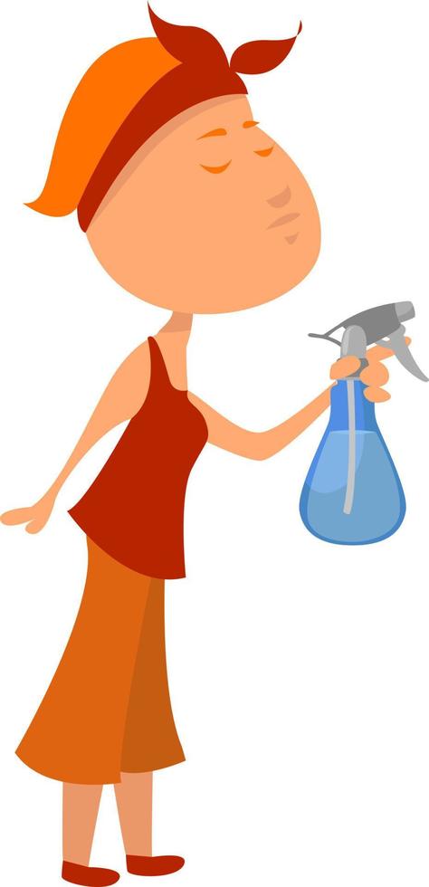Woman cleaning, illustration, vector on white background
