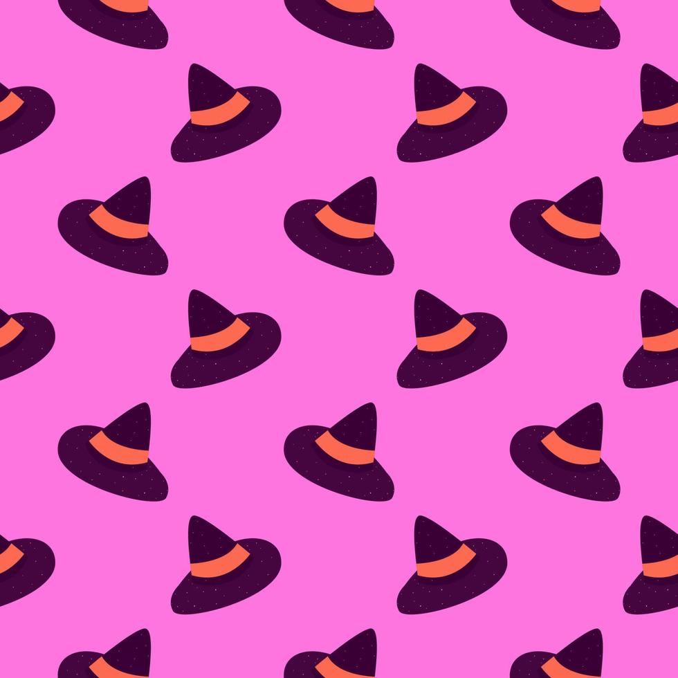 Witch hat , seamless pattern on a pink background. vector