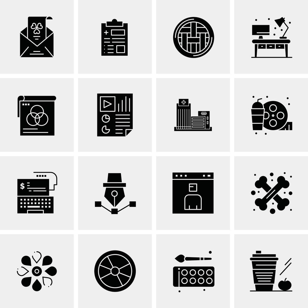 16 iconos de negocios universales vector ilustración de icono creativo para usar en proyectos relacionados con la web y dispositivos móviles