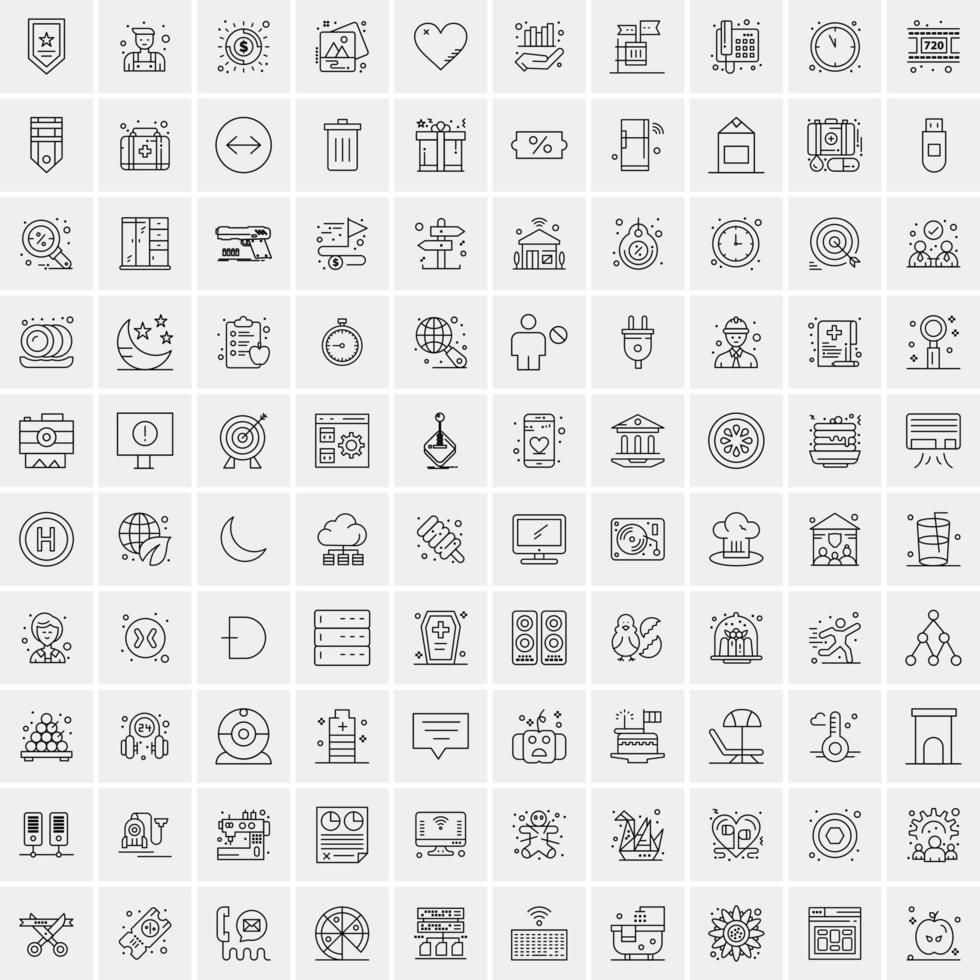 Set of 100 Creative Business Line Icons vector