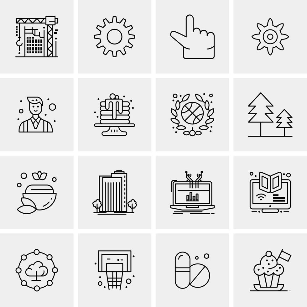 16 iconos de negocios universales vector ilustración de icono creativo para usar en proyectos relacionados con la web y dispositivos móviles