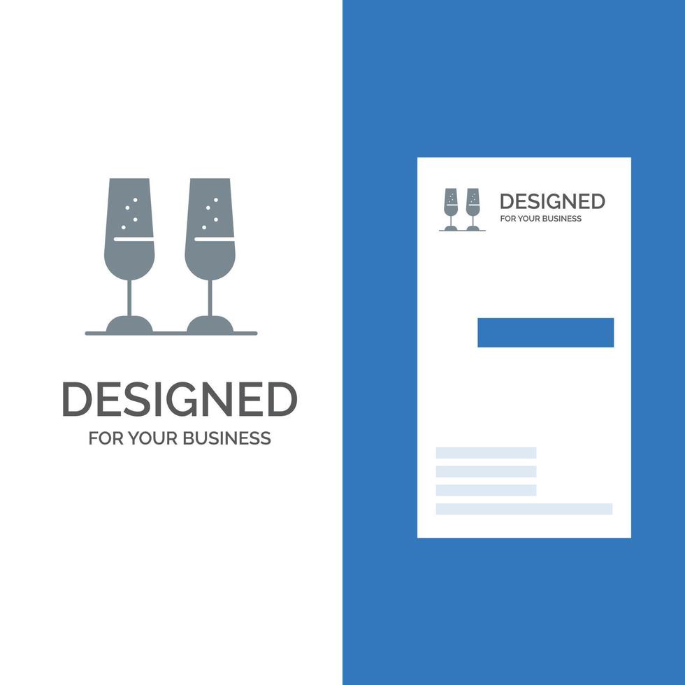 Celebration Champagne Glasses Cheers Toasting Grey Logo Design and Business Card Template vector