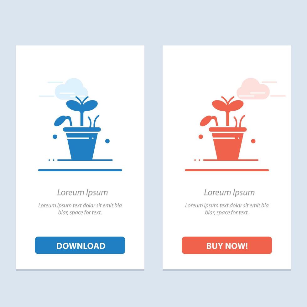 Growth Leaf Plant Spring  Blue and Red Download and Buy Now web Widget Card Template vector