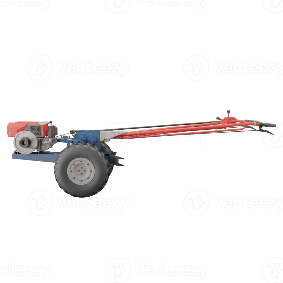 3D render thailand tractor hand control side view. png illustration.