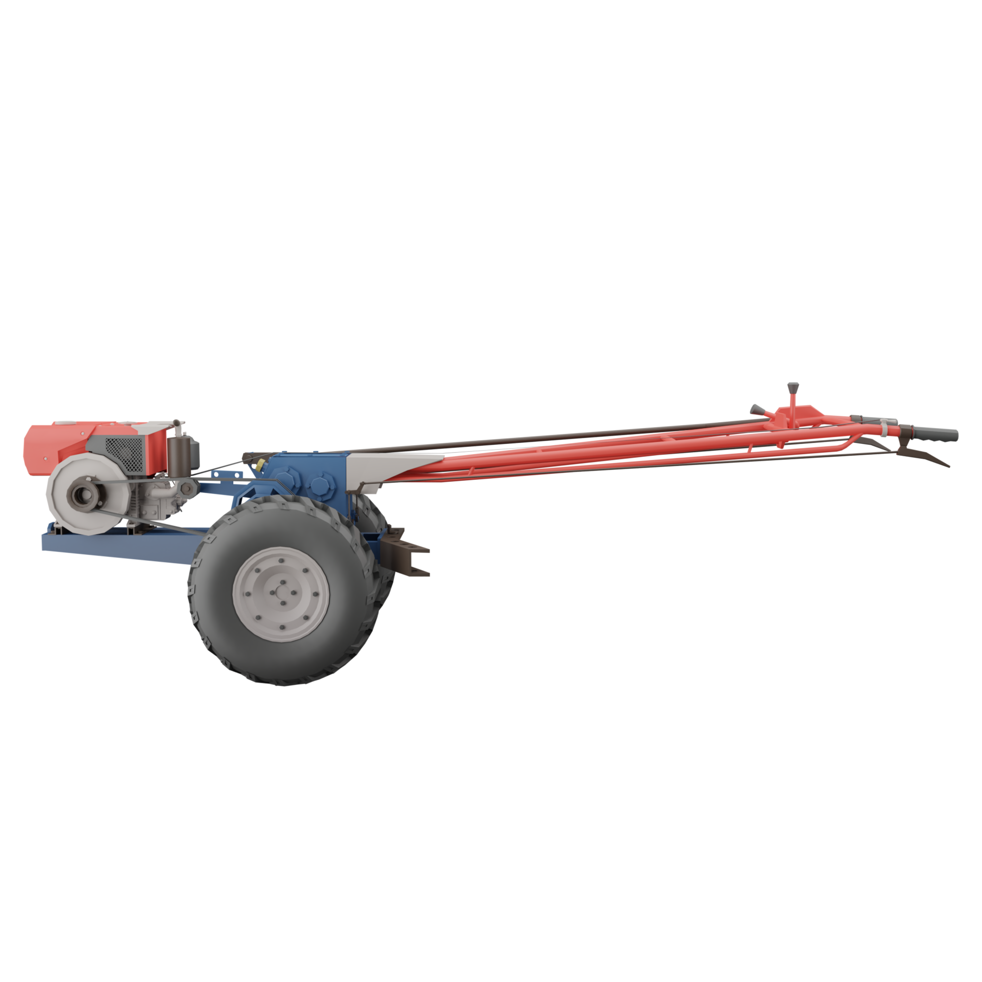 3D render thailand tractor hand control side view. png illustration