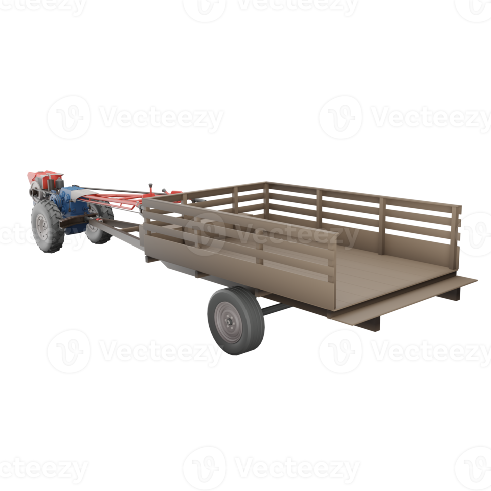 3D render thailand tractor hand control and rear to front view. png illustration.