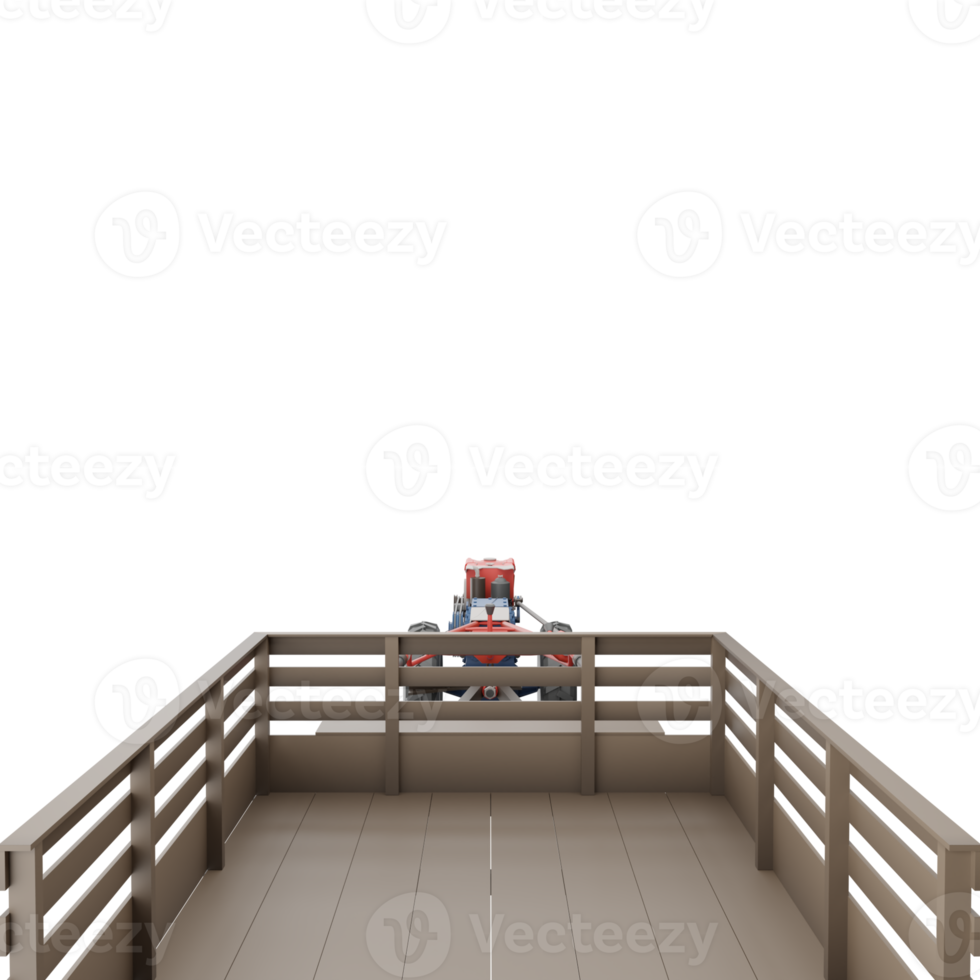 3D render thailand tractor hand control and trailer rear view. png illustration.
