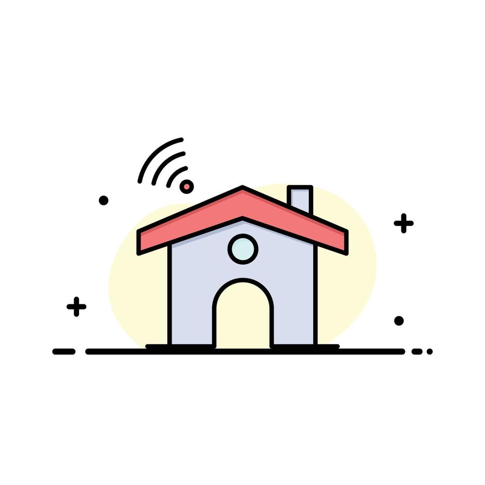 servicio wifi señal casa negocio línea plana icono lleno vector banner plantilla