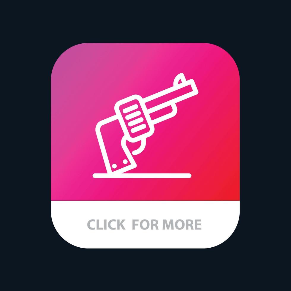 Gun Hand Weapon American Mobile App Button Android and IOS Line Version vector
