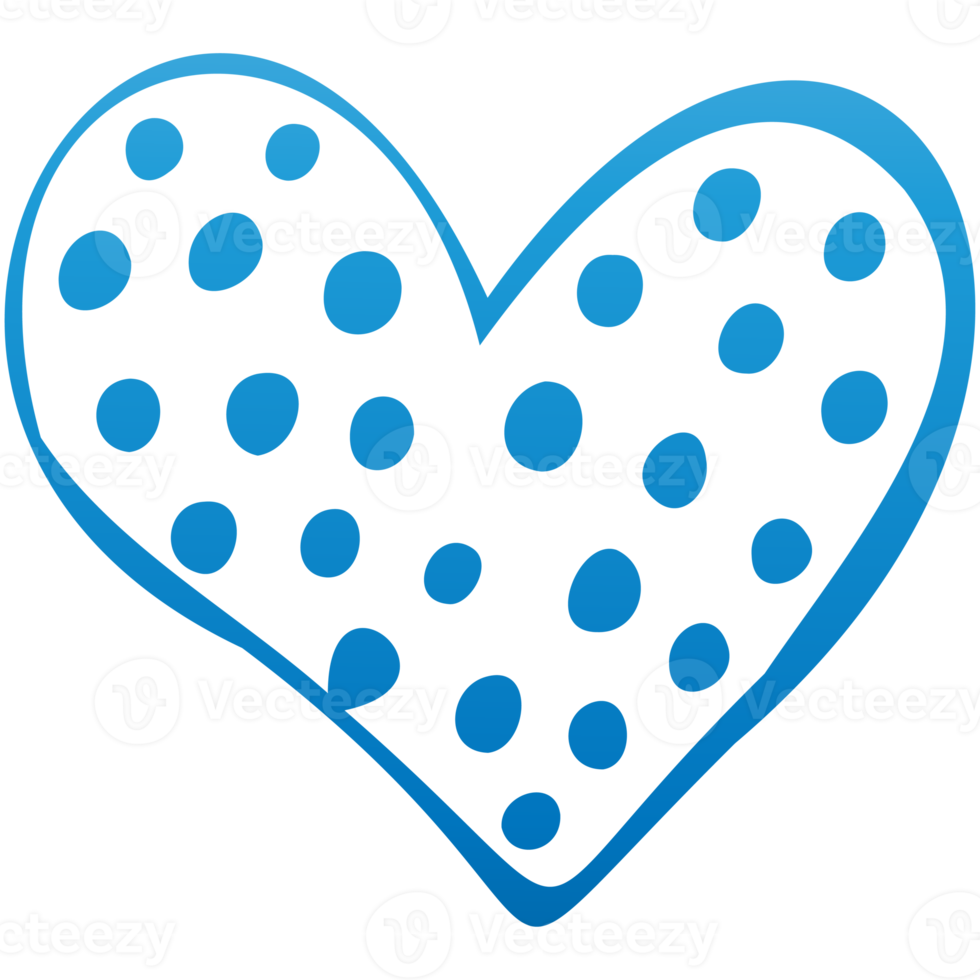 Simple blue doodle heart. Isolated design element for valentine's day, wedding, romance. Transparent PNG clipart