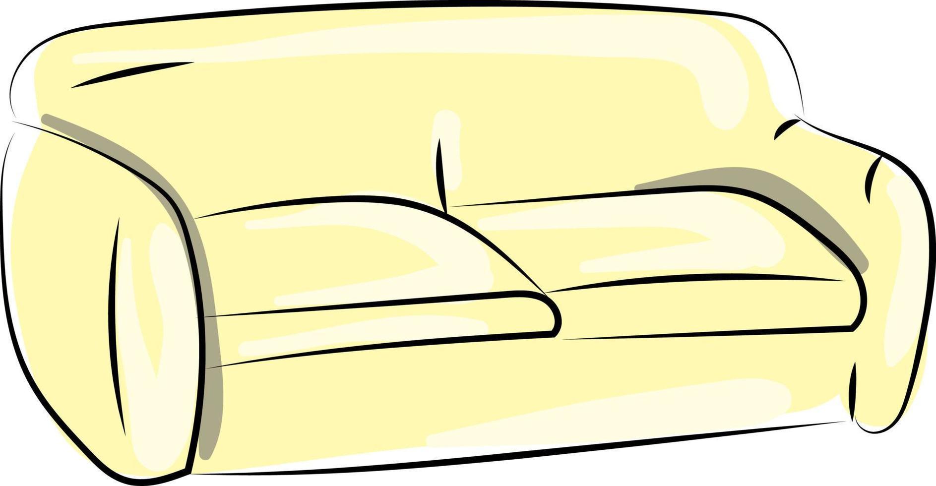 Yellow sofa, illustration, vector on white background.