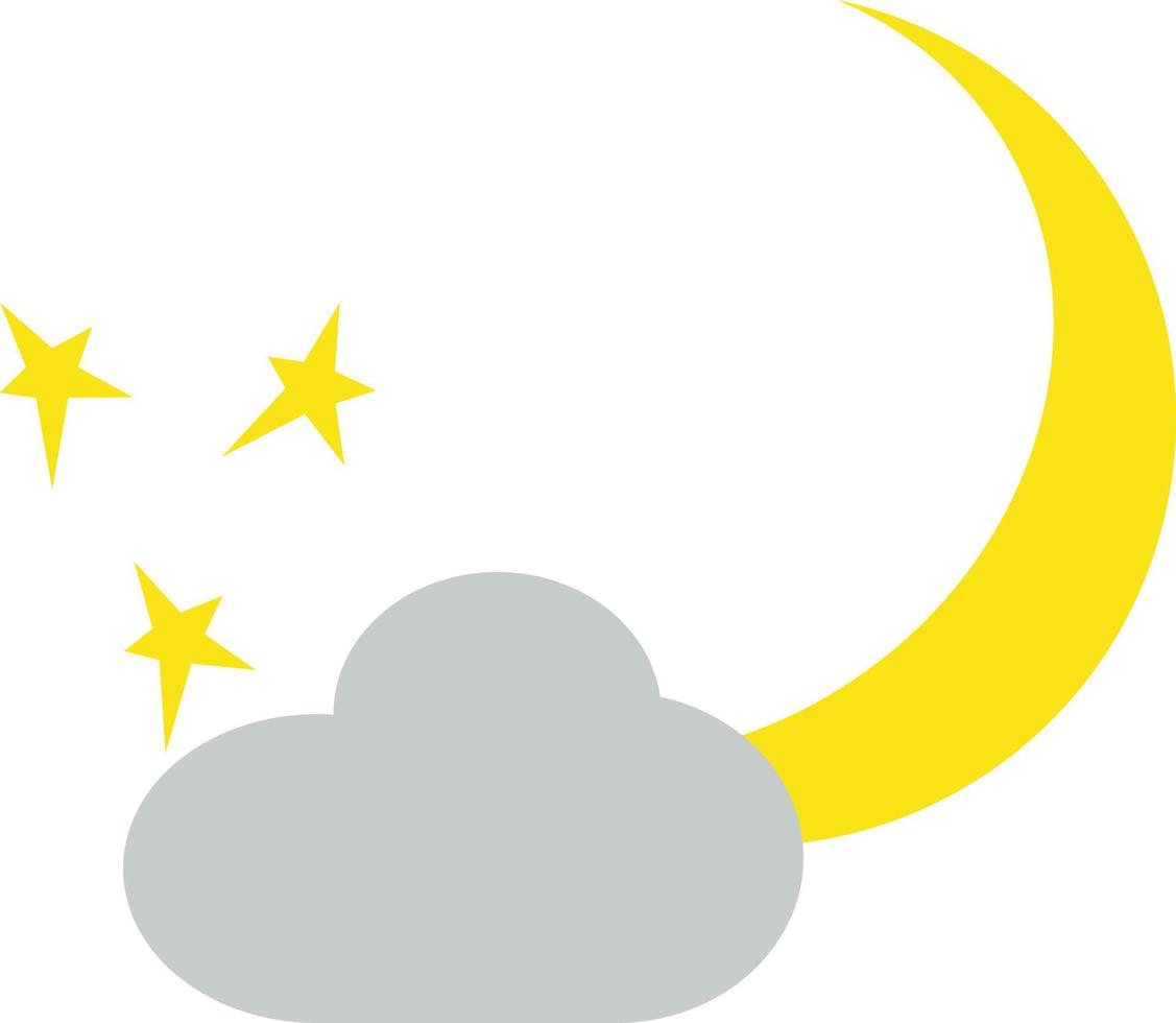 Young moon and grey cloud, illustration, vector, on a white background. vector