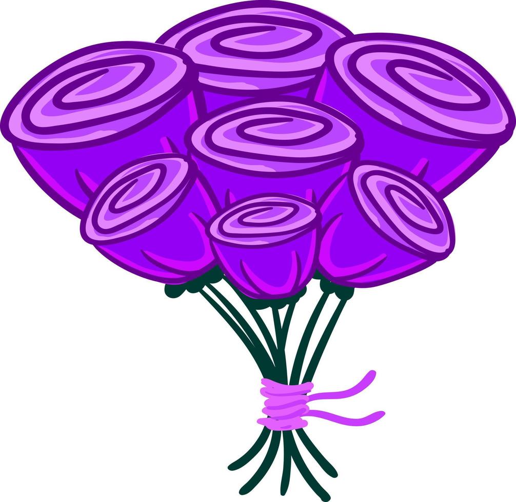 ramo de rosas violetas, ilustración, vector sobre fondo blanco