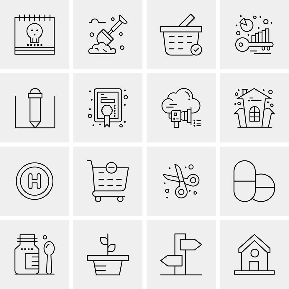 16 iconos de negocios universales vector ilustración de icono creativo para usar en proyectos relacionados con la web y dispositivos móviles