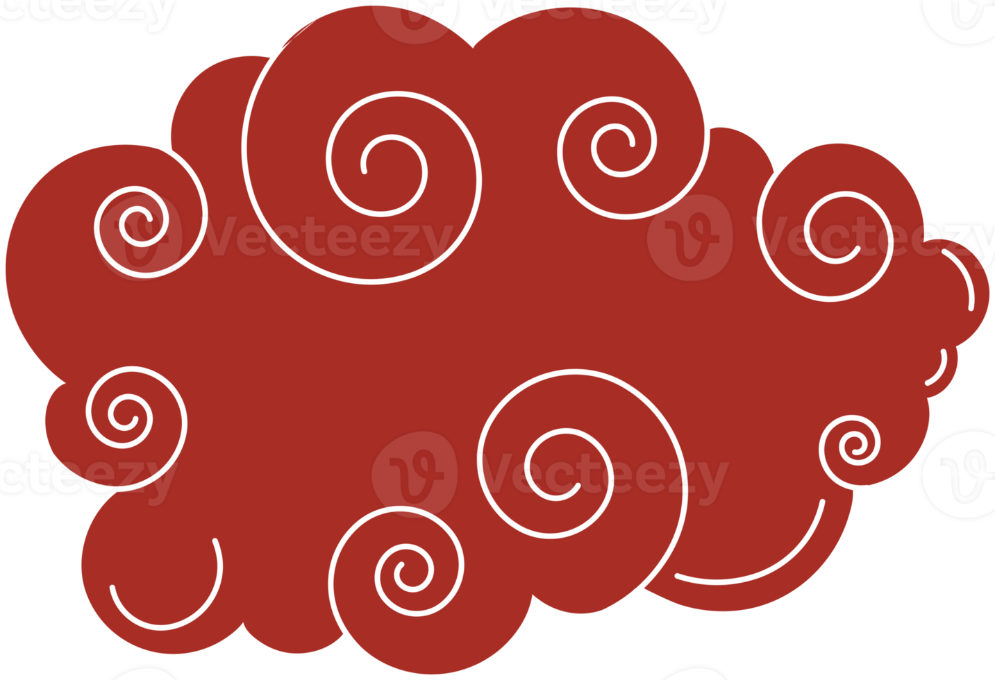 Chinese Cloud. Traditional Curved Red and White Design Element png