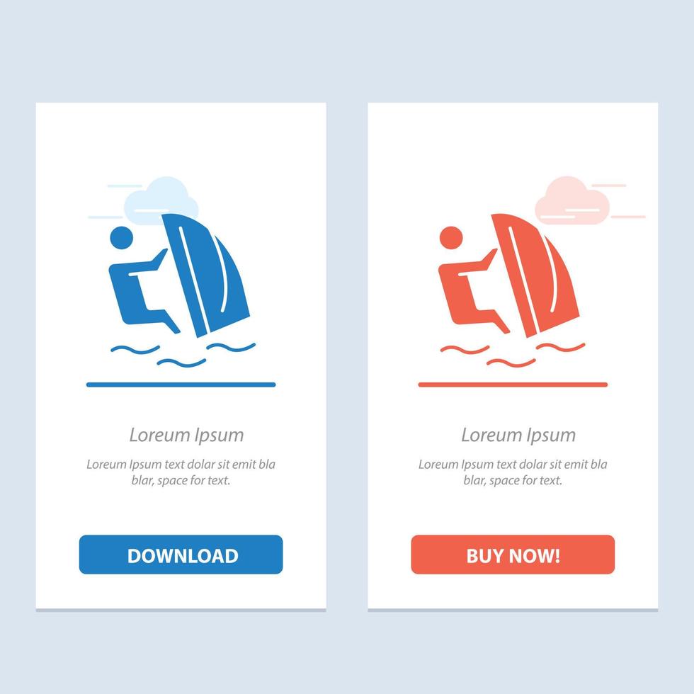 Surfer Surfing Water Wind Sport  Blue and Red Download and Buy Now web Widget Card Template vector