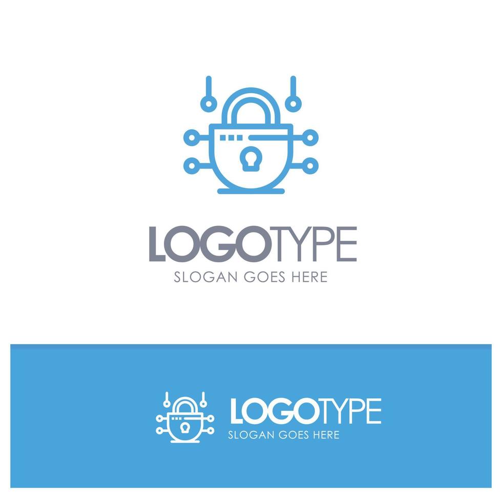 Internet Network Network Security Blue outLine Logo with place for tagline vector