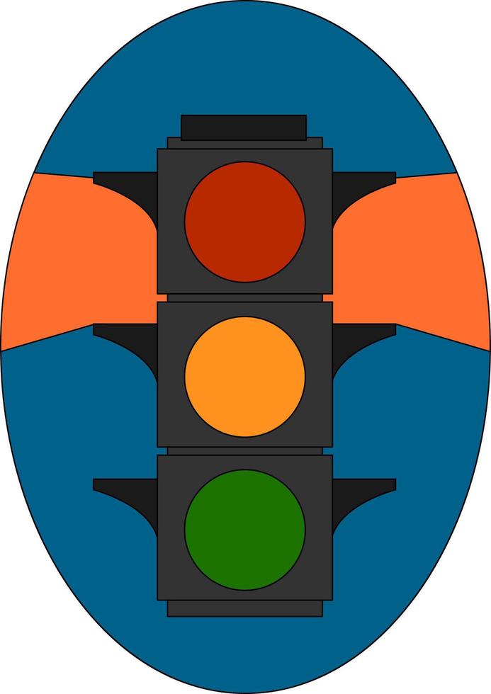 Red light on semaphore, illustration, vector on white background.