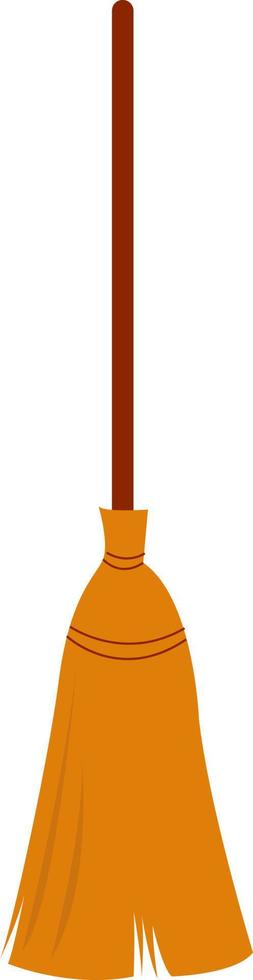 Wooden broom, illustration, vector on white background.
