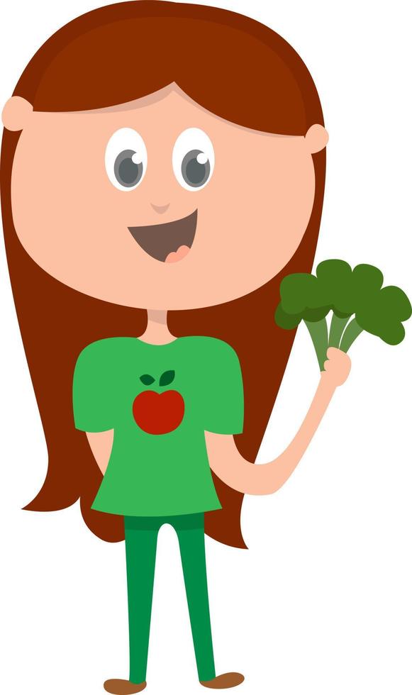 Vegetarian girl, illustration, vector on white background