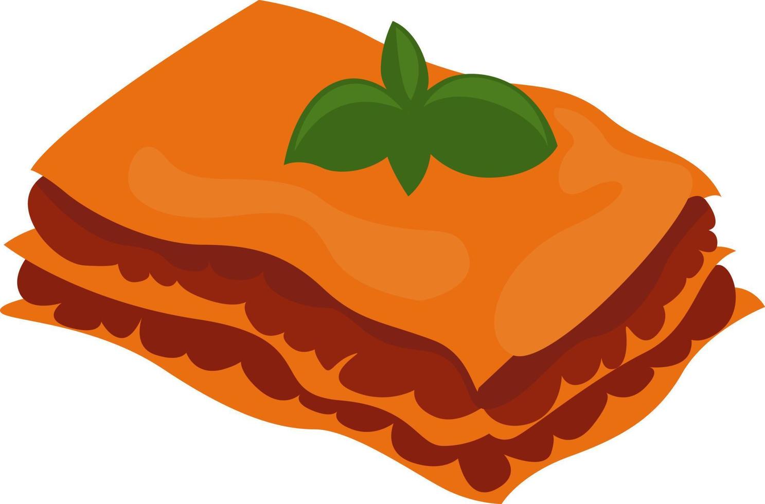 Lasagne food, illustration, vector on white background