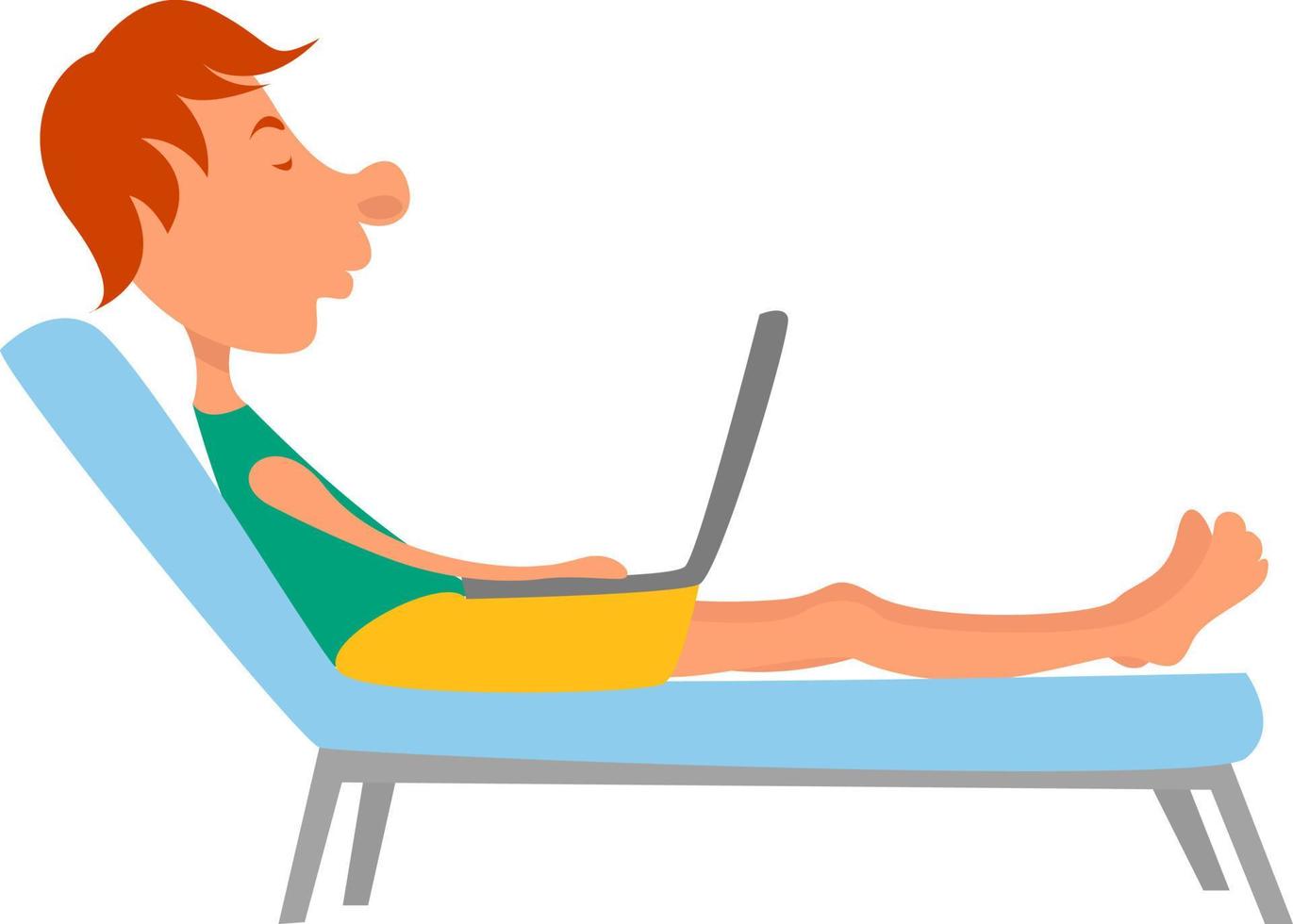 Boy on a vacation, illustration, vector on white background