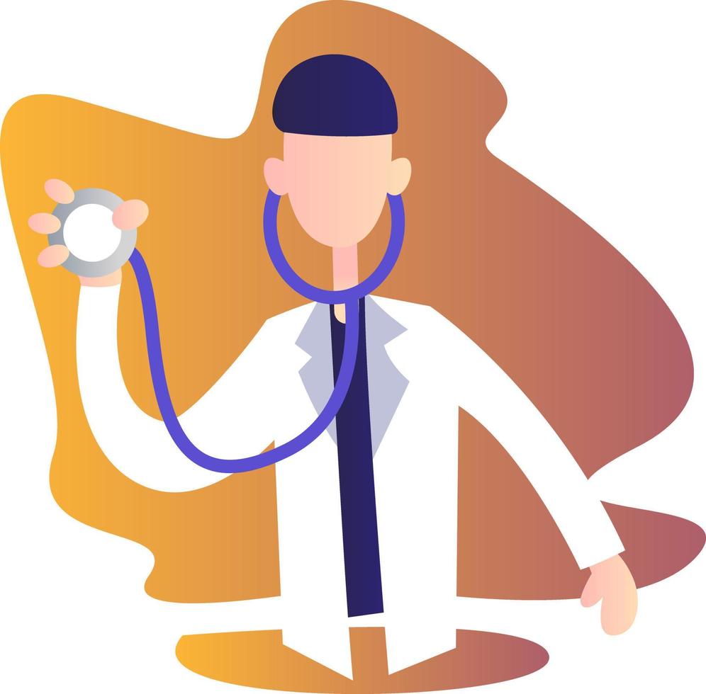 Male doctor holding stetoscope vector character illustration on a white background