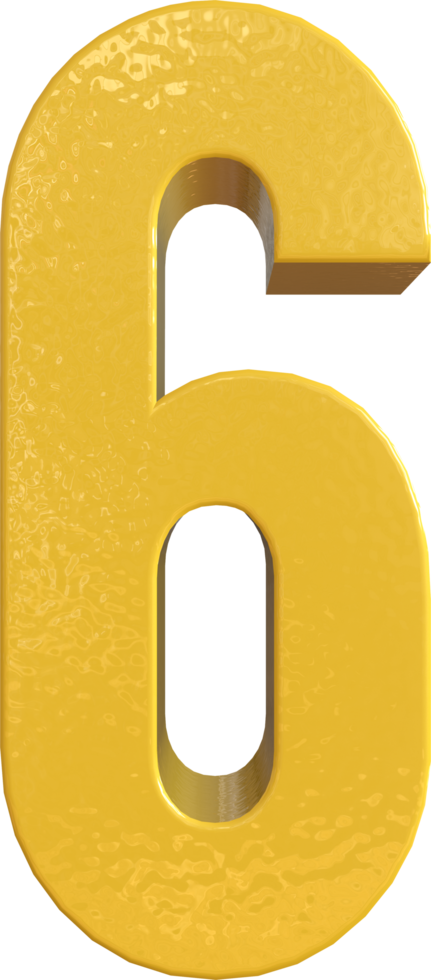 Number Six, 6 Yellow 3D Text Render. png